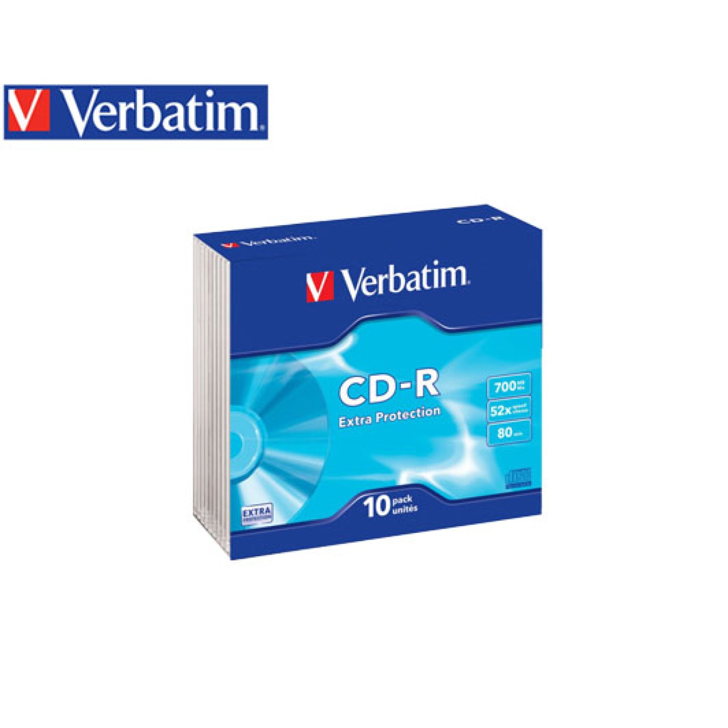 VERBATIM CD-R 700MB 52X 10Τ. SLIM DATALIFE 43415