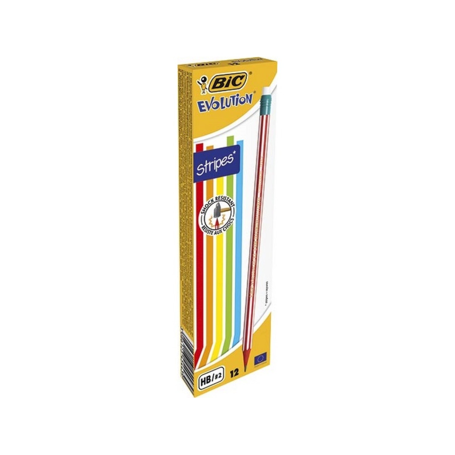 ΜΟΛΥΒΙ BIC 8960342 EVOLUTION STRIPES ME ΓΟΜΑ HB